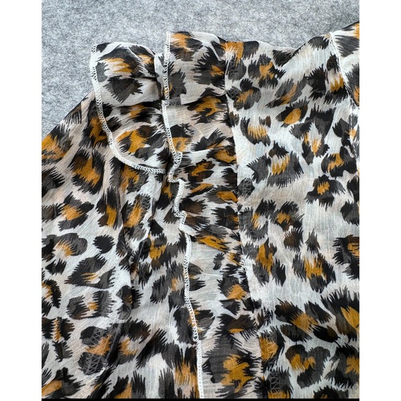 THESHIRT Rochelle Behrens The Madeline‎ Shirt Leopard Ruffle Long Sleeve - Picture 6 of 7